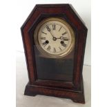 A late 19th century German 30 hour 'Cottage' mantle clock by Junghans, working but needs pendulum.