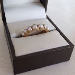 9ct gold and pearl full eternity ring 'Peas in a Pod', size N.