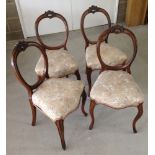 4 Rosewood Victorian balloon back chairs.