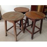 3 circular wooden pub tables approx 61cm diameter.