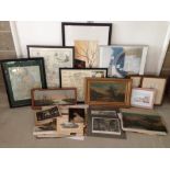 A large quantity of framed & unframed original paintings & prints.