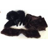 2 vintage fur stoles & fur collar.