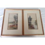 2 framed & glazed watercolours of the River Thames by Trevor Bramson 1947. 41 x 29cm (1 glass a/f).