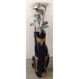 A set of golf clubs and carrying bag.