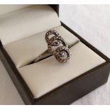 Silver & marcasite ladies ring with triple circle design. Size S.