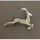 A 925 silver & marcasite 'Leaping Gazelle' brooch.