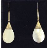 A pair of mother of pearl & 925 silver drop earrings.