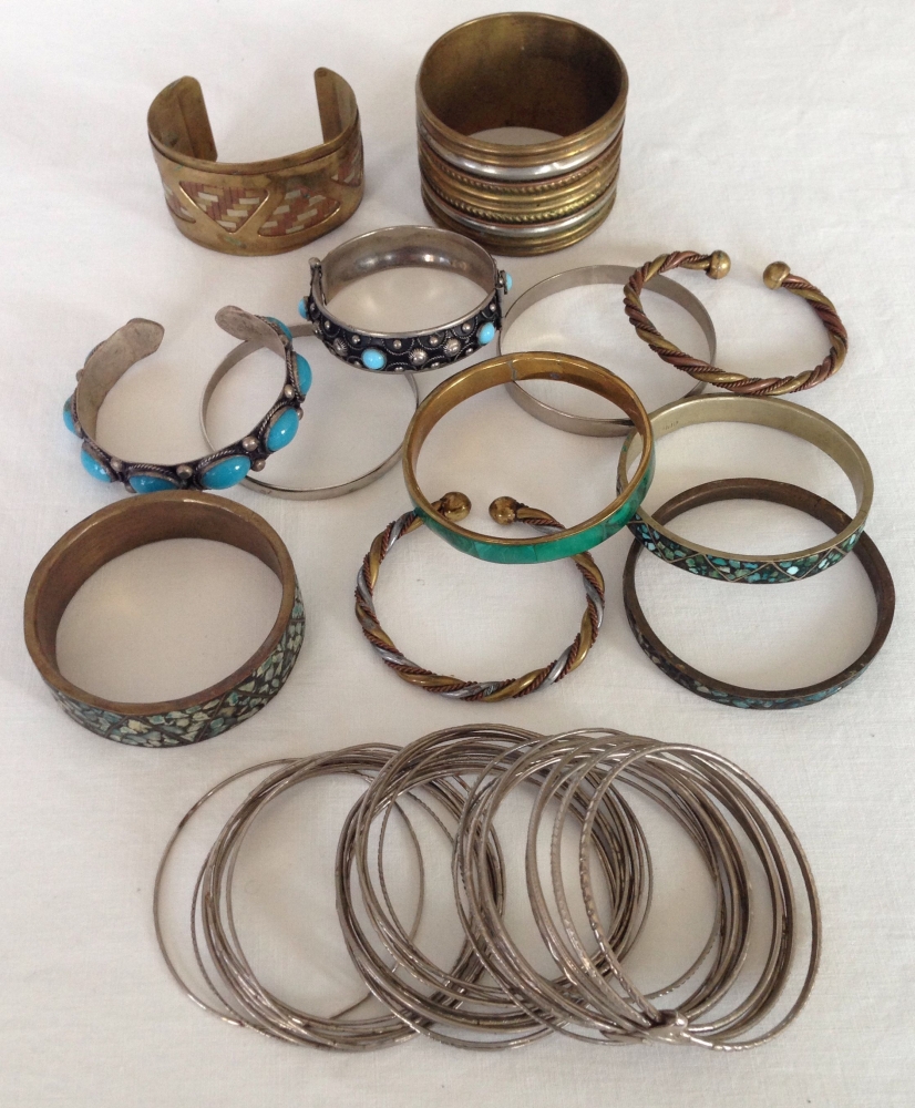 Collection of costume jewellery bangles.