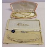 2 boxed sets of faux pearls, one by Rosita in champagne finish, the other by Elizabethan Pearls.