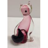 A red Murano glass cat, 14cm tall.