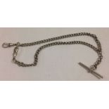 Vintage silver double watch chain, each link and T bar stamped with the silver mark. Approx weight