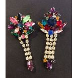 2 medium size multicoloured stone brooches with a 5cm drop.