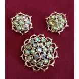 Limelight brooch with matching earclips by Sarah Coventry. 1950/60's.