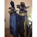 2 sets of golf clubs & bags to include Calloway, Dunlop, Echelon and Petron.