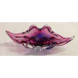 A Murano glass elongated blue & purple table ornament, 30cm long.