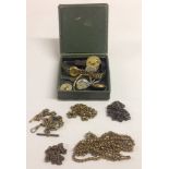 A quantity of watches and spares together with 5 brass watch chains.