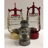 3 vintage lanterns to include a ships lantern.