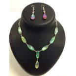 925 silver necklace and earrings set with oval stones