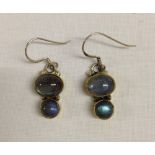 925 silver small drop earring set with cabouchon labradorite stones.