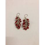 925 silver drop earrings set with coral.