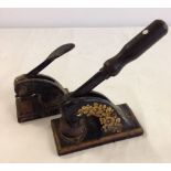 2 vintage hand paper embossing machines for 1) Slyne Grange, Nr Lancaster & 2) California Properties