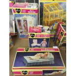 Sindy's Bed and Bedclothes #44503, Dressing Table & Stool #44505 and Wardrobe #44502. All items in