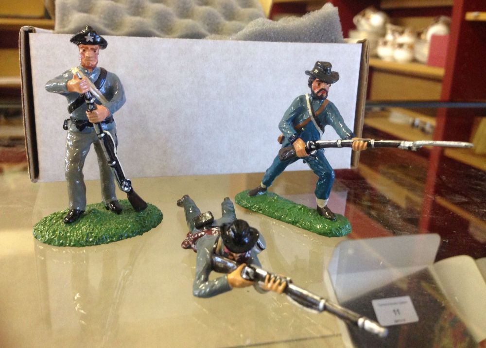 An Errol John Studios boxed set of 3 US Confederate Army ACW white metal soldier figures white metal