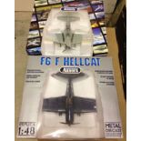 Franklin Mint 1:48 scale F6 Hellcat & Dauntless fighter aircraft.