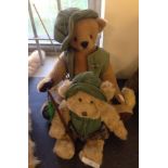 2 mohair bears dressed as fisherman; one handmade by Catherine & Wendy and one by Russ Bears '