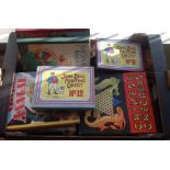 A box containing 1940/50s girls annuals and story books. Together with 2 John Bull printing kits,