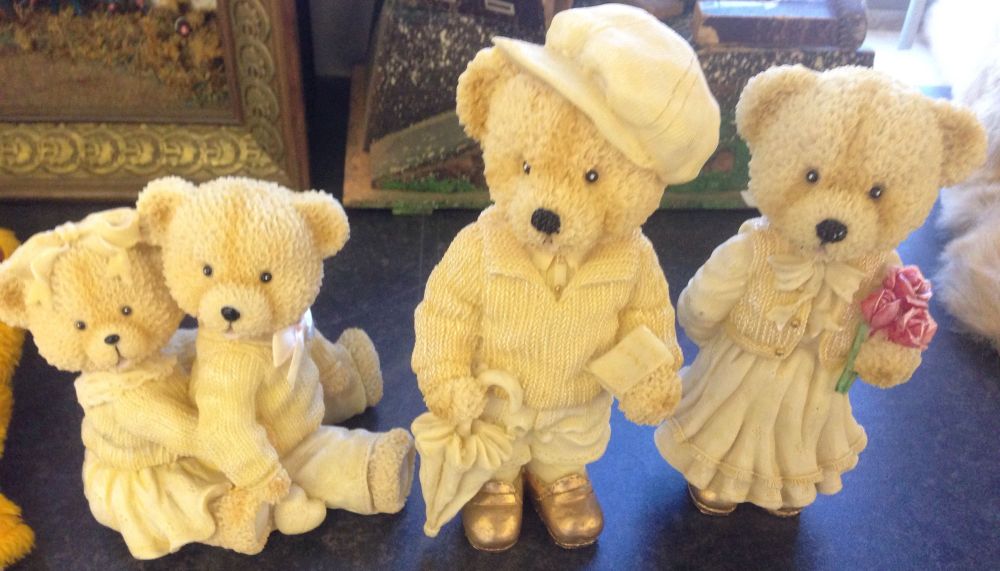 3 resin Teddy Bear figures.