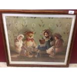 A framed & glazed Deborah Jones print 'Birthday Party for Teddy'.