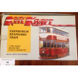 A Keil Kraft OO gauge 1/76th scale plastic kit of an Edinburgh Standard Tram. Internal bag of pieces