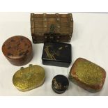 A collection of 6 boxes to include 3 oriental lacquer boxes.