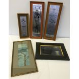 3 1970s cornish stainless steel etched panels in frames featuring Knights in armour, with 2 framed
