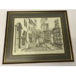 A Limited Edition signed and embossed print of Grape Lane, Whitby by Ian Croden. Signed in pencil by
