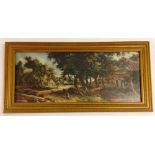 A framed & glazed print of a landscape scene, 69cm x 34cm frame size.