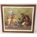 A framed & glazed Deborah Jones print 'Birthday Party for Teddy'.