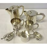 A Mappin & Webb silver plated teaset comprising teapot, water jug, milk jug and sugar bowl