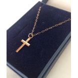 9ct gold cross on chain, approx 0.5g.