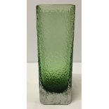 A green Whitefriars vase 8" tall.
