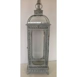 Large metal & glass lantern, 99cm tall.