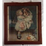 A Victorian framed & glazed Pears print of a girl & dog.