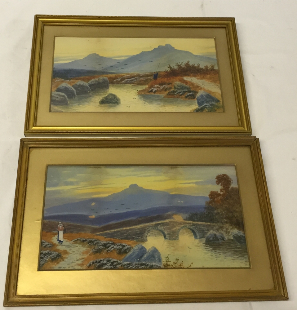 A pair of vintage watercolours of river scenes. Unsigned, gilt framed & glazed. Each frame 26 x