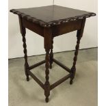 An oak square side table with pie crust edges and barley twist legs. 46cm (18 inches) square and