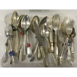 A large quantity of vintage flatware to include Mappin & Webb and Elkington with a HM silver handled