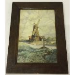 A F&G watercolour of Cley Mill, Norfolk, Signed G.Leek 1888. Frame size 40 x 30 cm