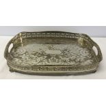 A large silver plated footed tray with chased & swag decoration. 47 x 33cm.