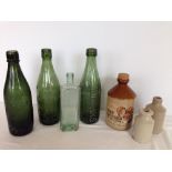 4 vintage glass bottles to include local breweries, W&T Bagge Kings Lynn, Cooper Brown & Co Dereham,