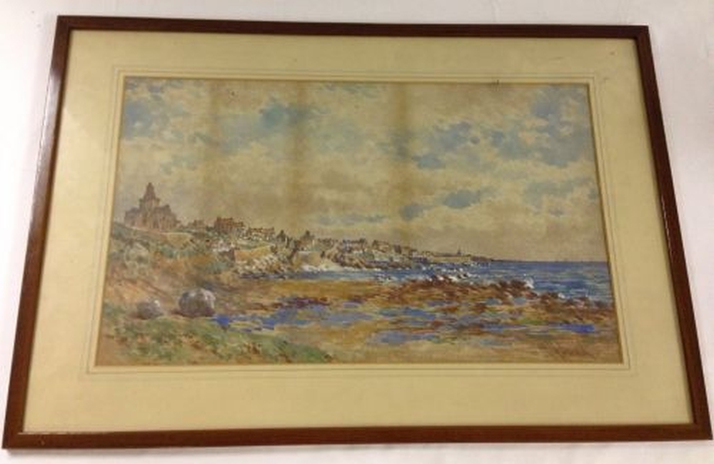 A F&G watercolour of St. Monana, Fife signed JB McDonald frame size 54 x 79cm